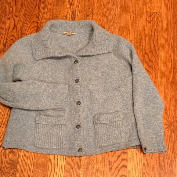 shetland Sweaters - Light Blue Shetland Wool Vintage Cardigan